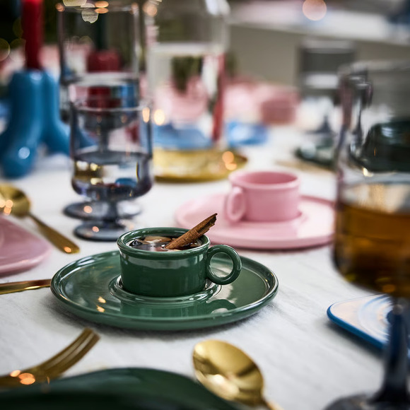 Gustaf Westman X IKEA VINTERFINT Cup & Saucer, Dark Green, 2 oz (706.044.88) NEW - Picture 2 of 3